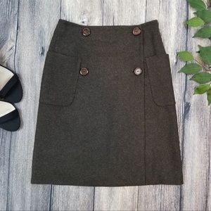 MaxMara Wool Blend Military Style Button Skirt